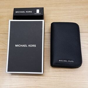 MICHAEL KORS Wallet Womens Black Bifold Leather Hudson Snap Gift Box $128